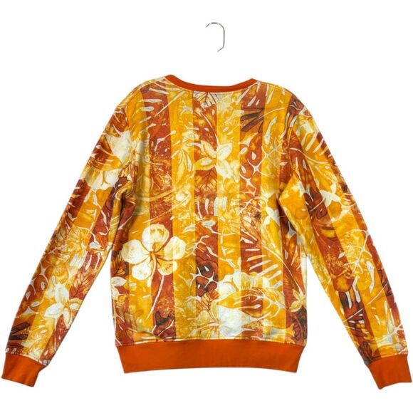 Jijil Made in Italy Floral Orange Crewneck Sweater sz Medium Tropical Retro Luxe - Picture 5 of 7